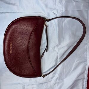 Michael Kors half moon Leather Shoulder Bag Oxblood